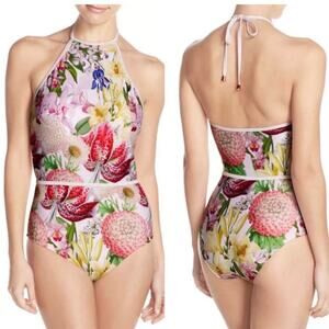 Ted Baker Floral Halter One Piece Swimsuit S